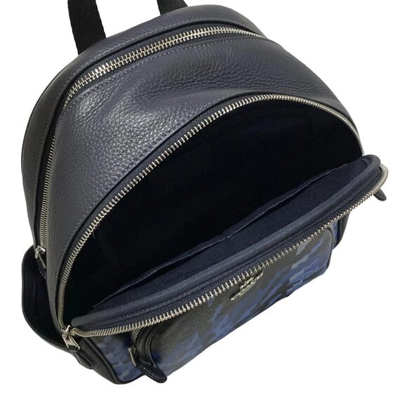 Auth COACH Coat Backpack Graphic Plaid Print CN762 Blue Dark Navy Multi PVC - Picture 5 of 9